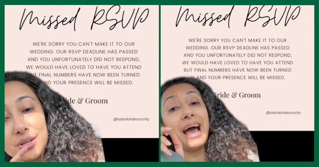 A wedding expert is causing waves by suggesting brides send out a "missed RSVP" note before their we...