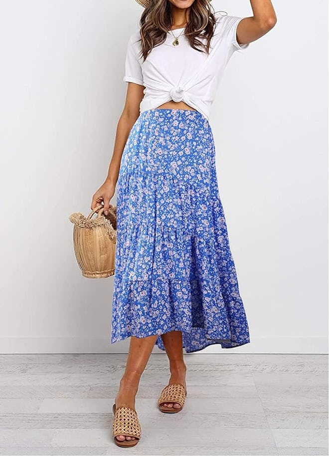 PRETTYGARDEN Floral Midi Skirt