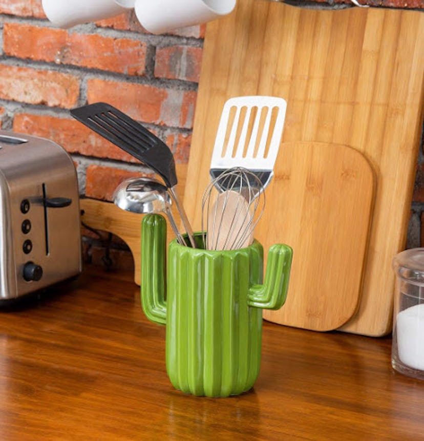 MyGift Southwestern Style Cactus Shaped Utensil Holder