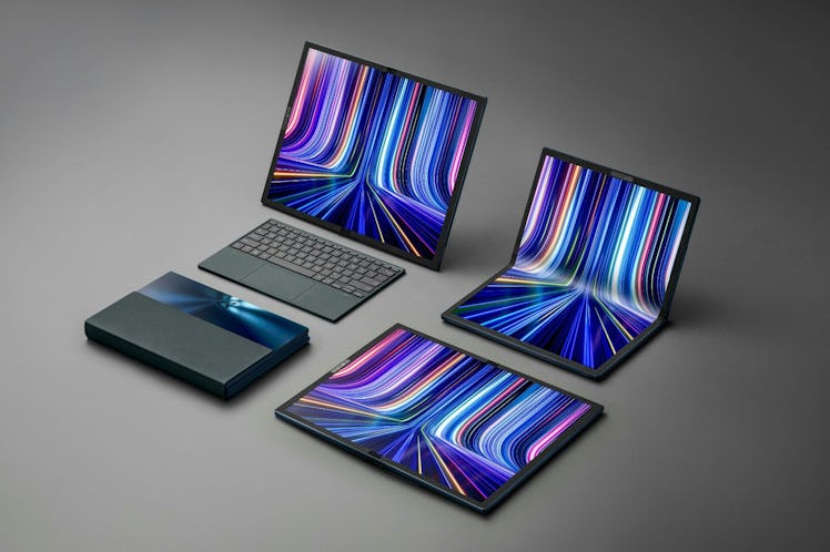 Multiple Asus ZenBook 17 Folds arranged in different orientations.