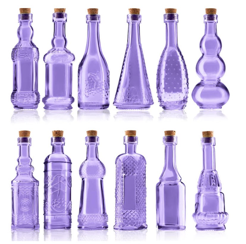 Bulk Paradise Small Purple Vintage Glass Bottles (Set of 12)