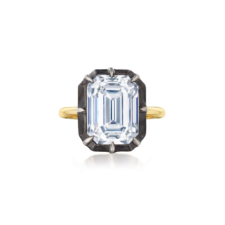 Emerald Cut Diamond Collet Ring