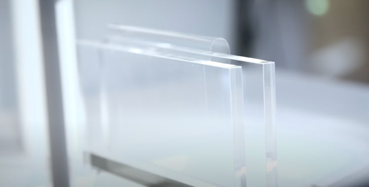 Foldable glass being tested in a Schott lab.