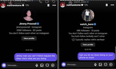 Hilary Duff's husband Matthew Koma shared the DMs he sent to the 'Love Is Blind' Season 6 cast.