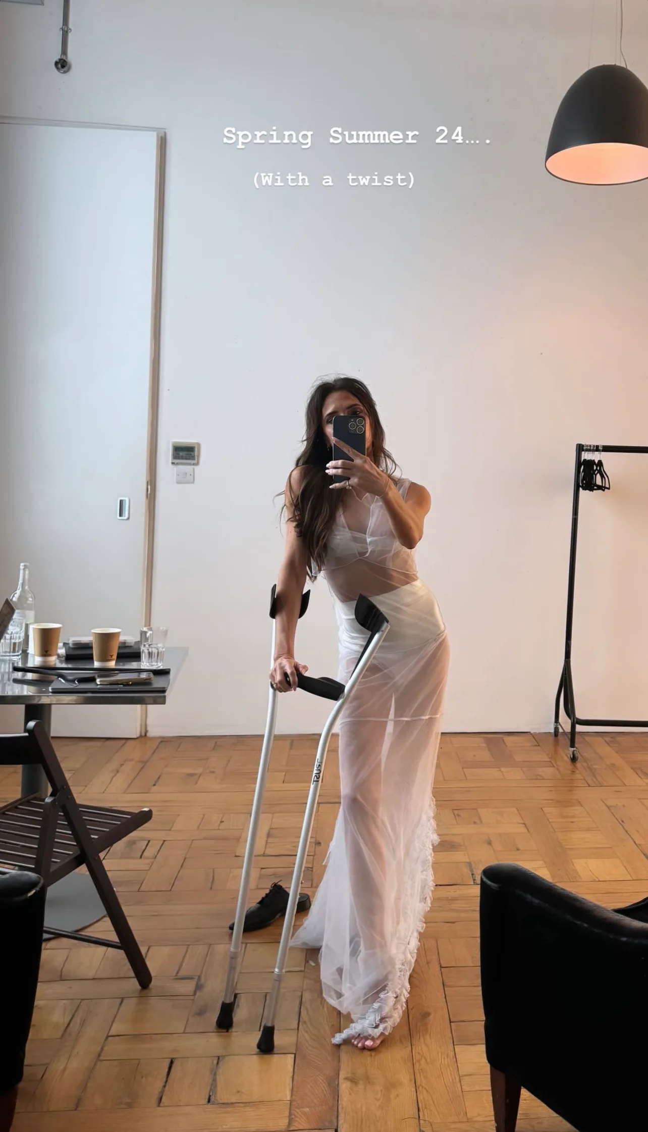 victoria beckham sheer dress Harper Beckham borrows Victoria Beckham's sheer floral dress during Ibiza getaway