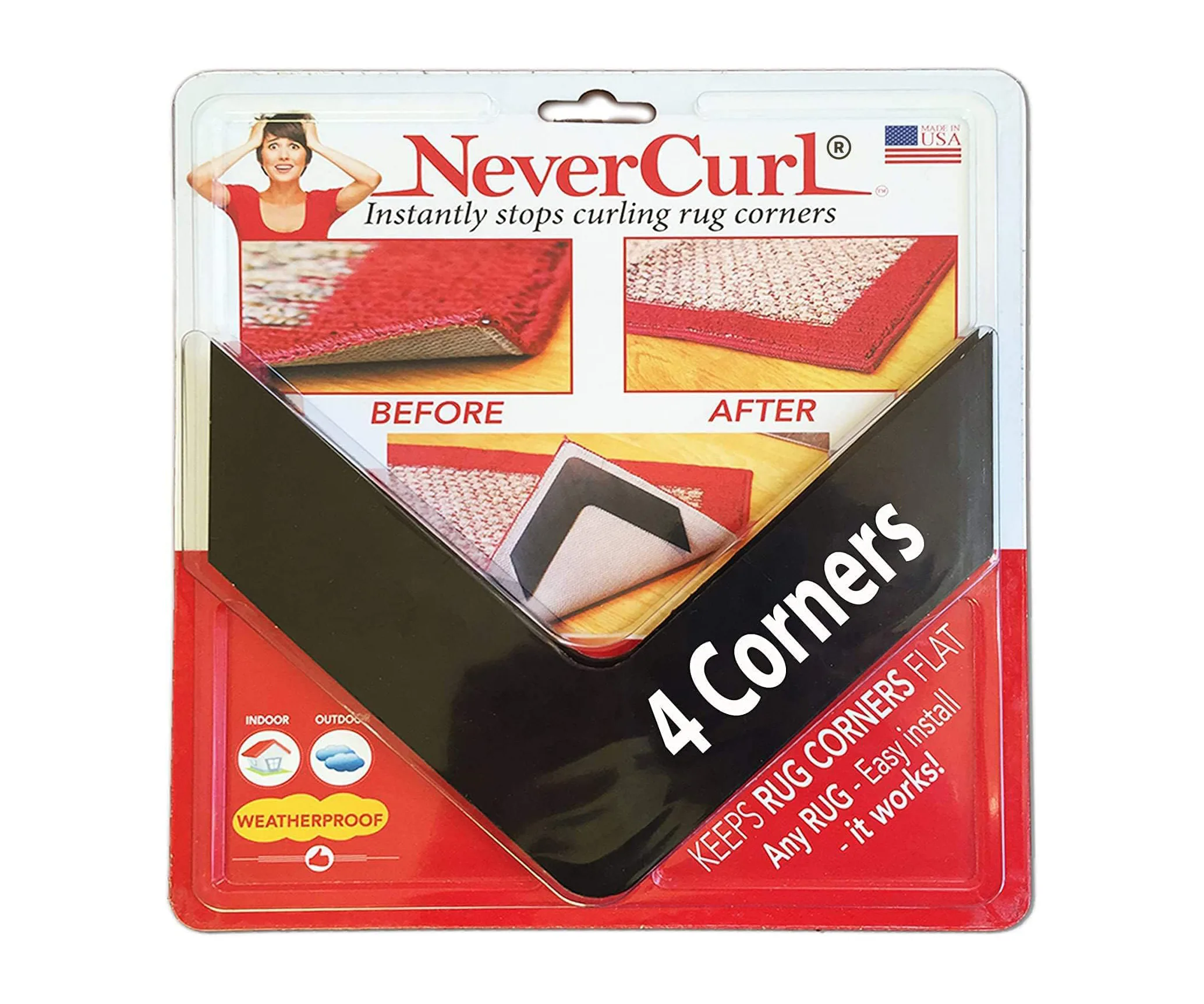 iPrimio V-Shape Rug Corner Grippers (4-Pack)