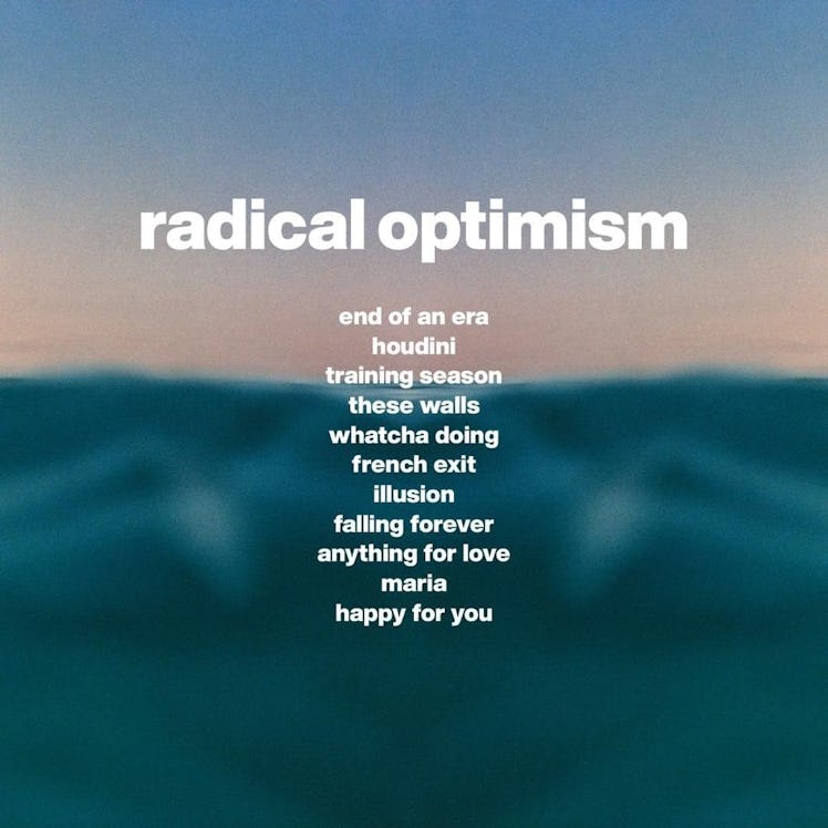 Dua Lipa's tracklist for her upcoming album, 'Radical Optimism,' sees her waving in and out of love.