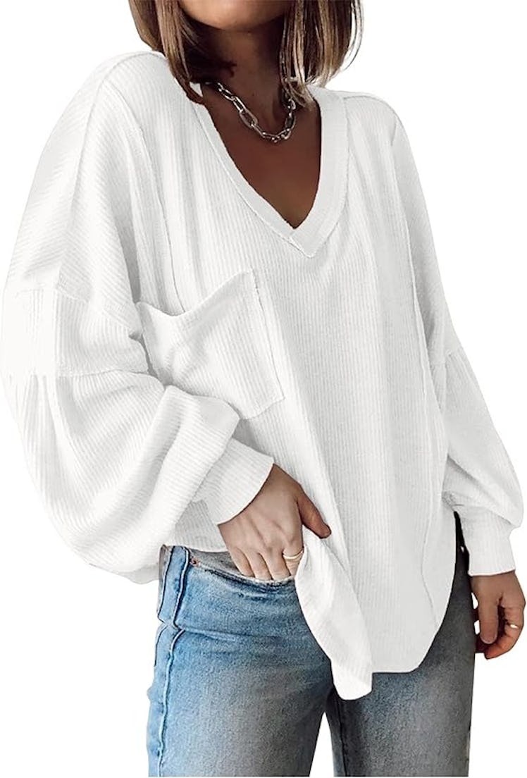 BTFBM Ribbed V-Neck Pullover