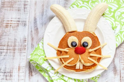 Easter bunny pancakes are an easy Easter breakfast idea.