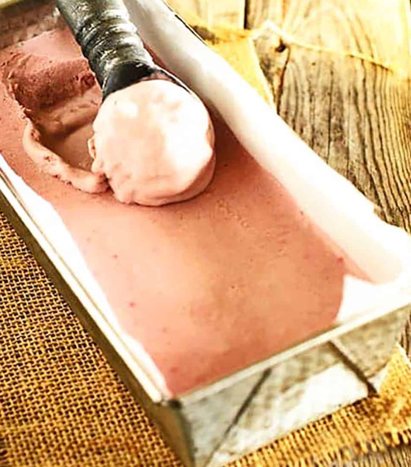 Strawberry ice cream is a great make-ahead Easter dessert to make.