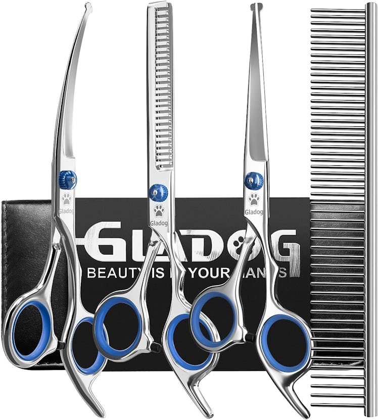GLADOG Professional 5 in 1 Dog Grooming Scissors Set