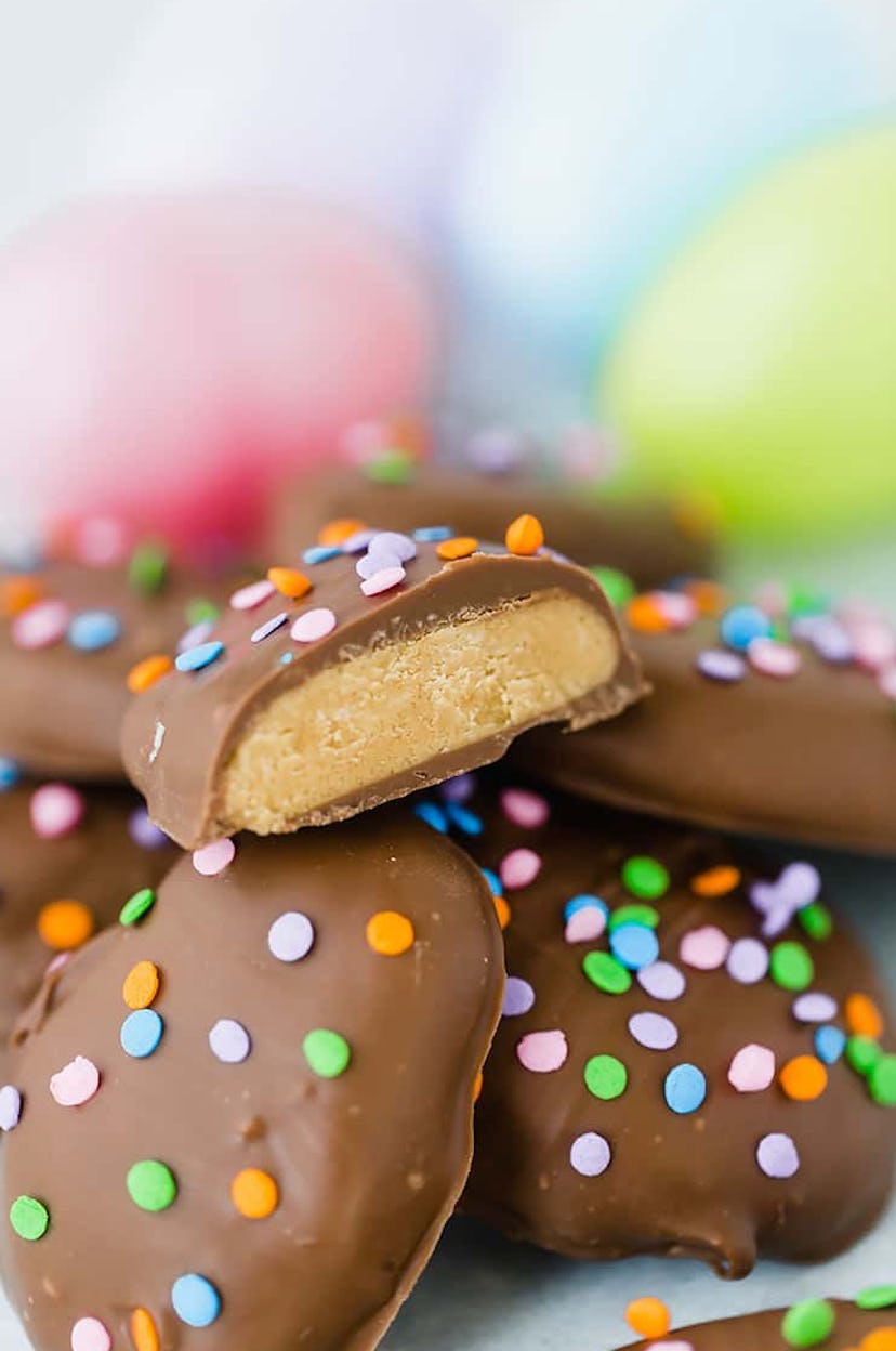 Peanut butter eggs are one of the most fun make-ahead Easter desserts.
