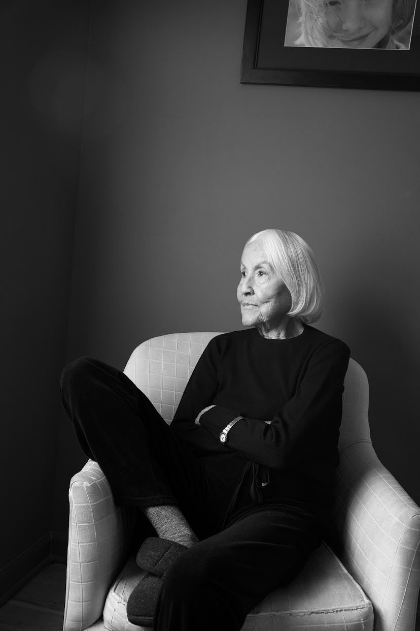 Polly Mellen wears her own clothing and accessories.