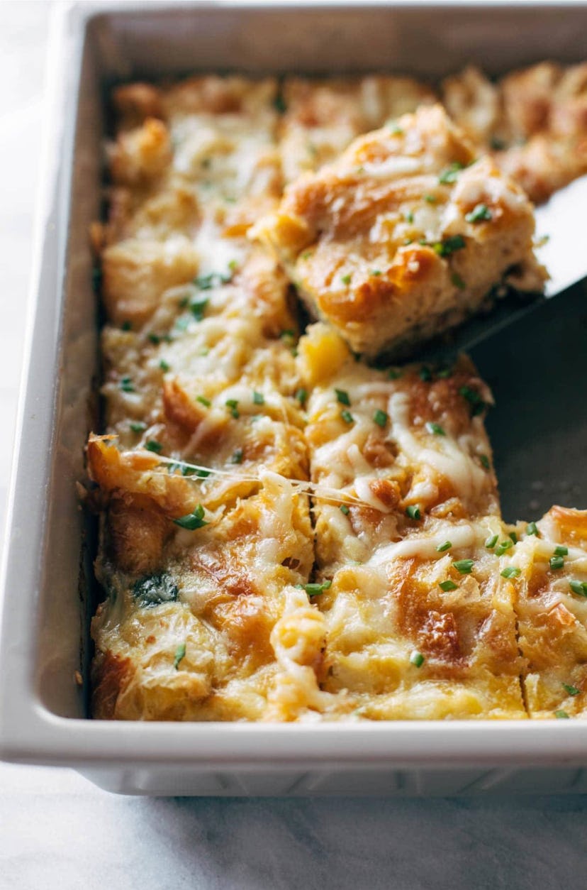 An egg and croissant brunch bake is one of the best Easter breakfast ideas to try.