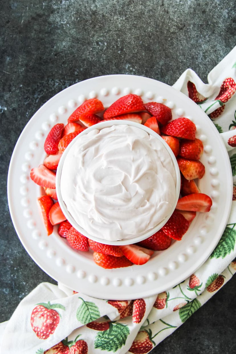 One of the easiest Easter breakfast ideas is fruit and strawberry fluff fruit dip.