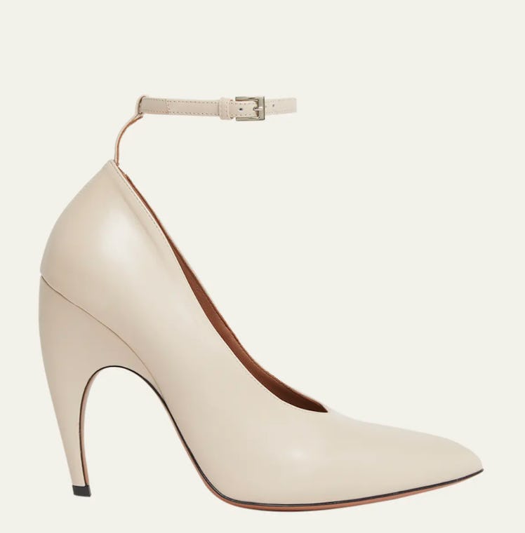 ivory ankle strap pumps