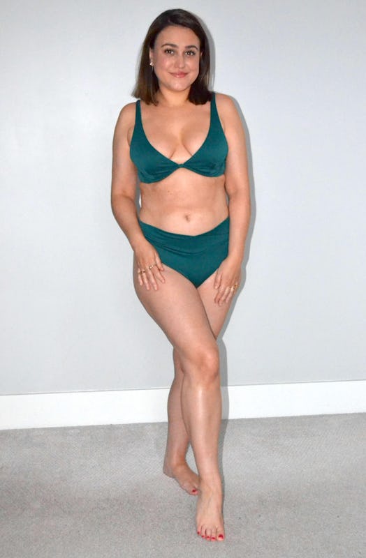 Samantha Sutton wearing a green Hollister bikini