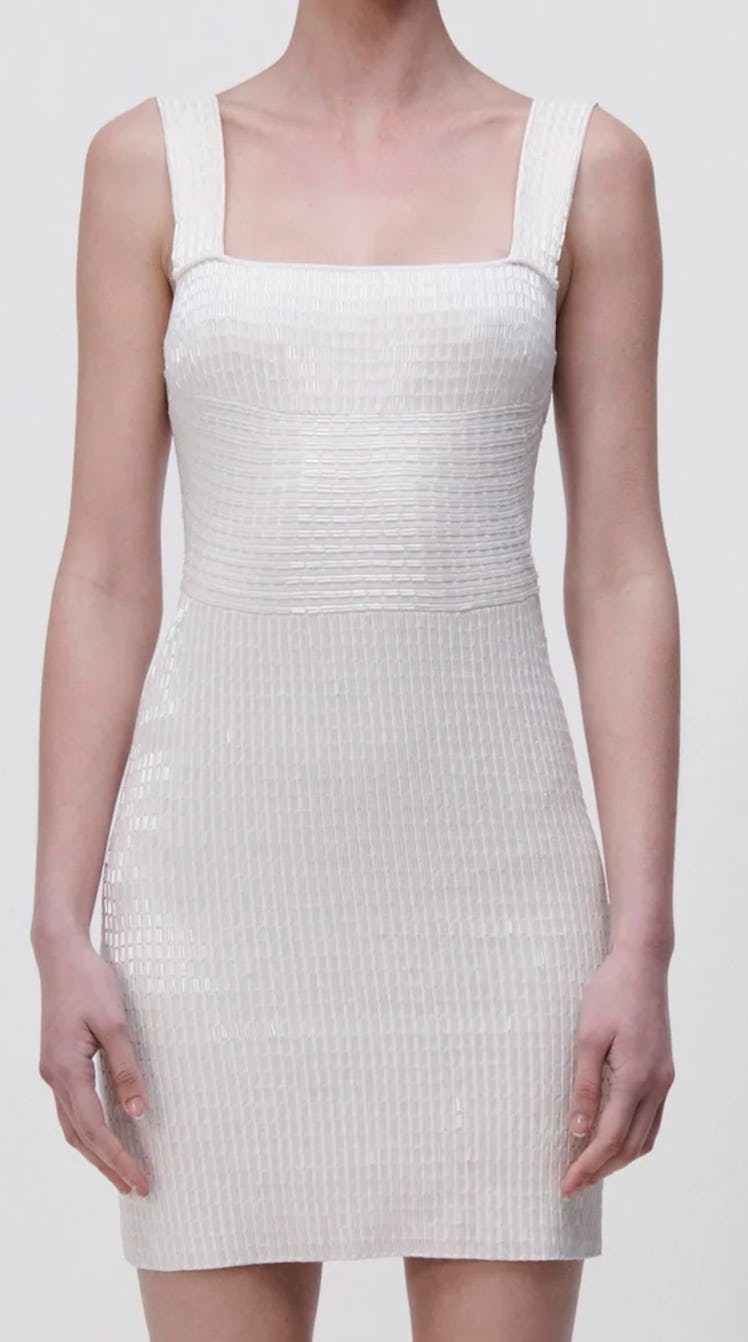 white rhinestone mini dress