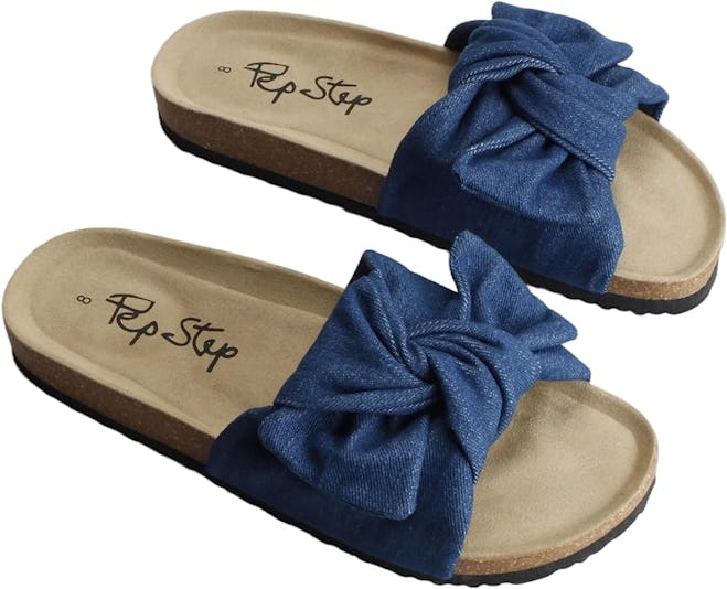 PepStep Bow-Tie Cork Slide Sandals