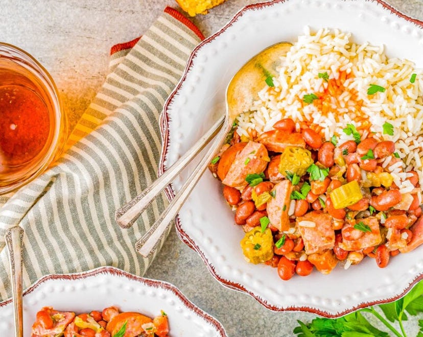 Red beans and rice with ham, the perfect leftover ham recipe to use up Easter ham.