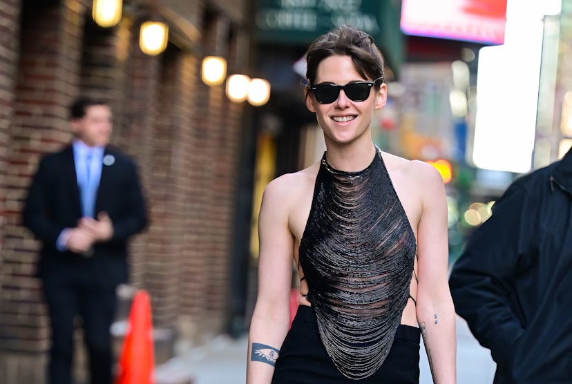 NEW YORK, NEW YORK - MARCH 11: Kristen Stewart arrives to 'The Late Show With Stephen Colbert' at th...