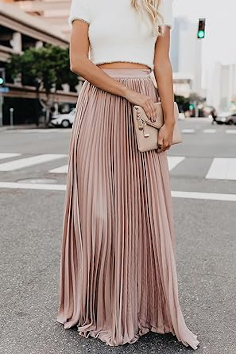 ebossy Pleated Maxi Skirt