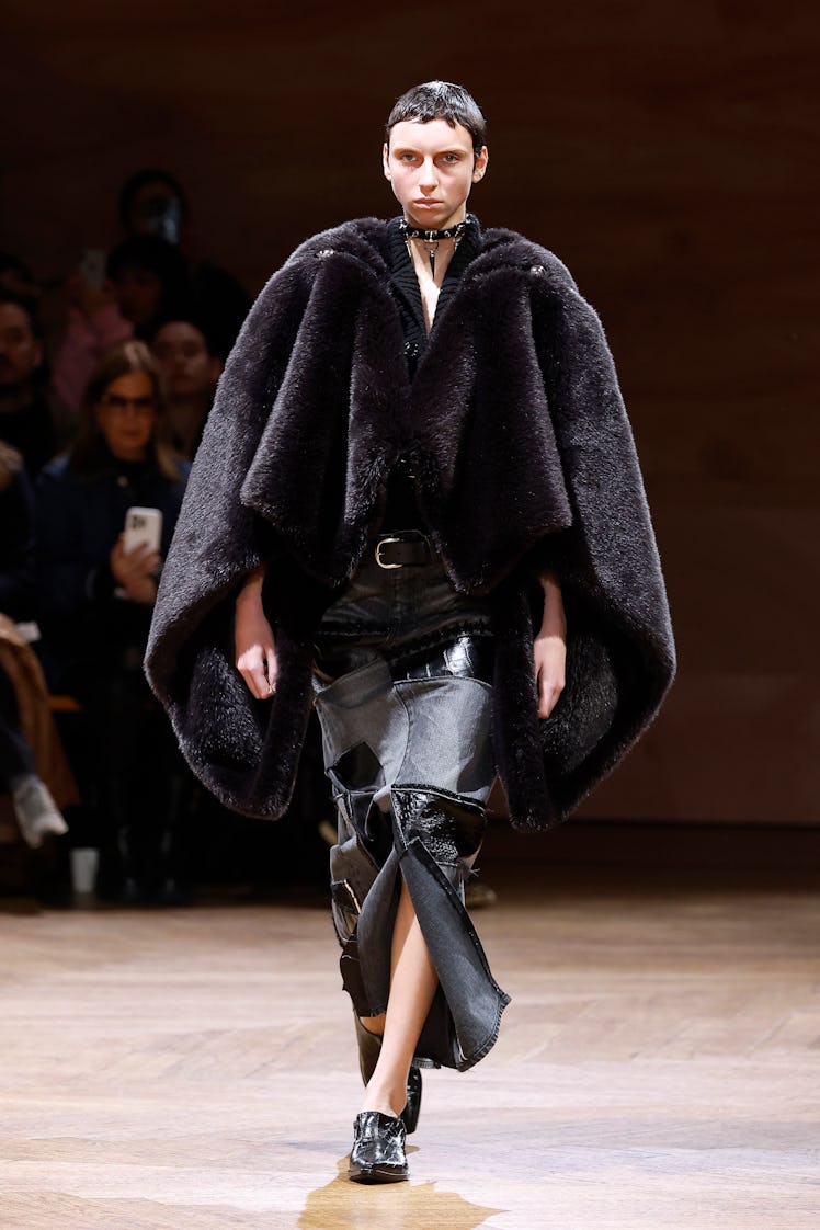 A model walks the runway during the Junya Watanabe Womenswear Fall/Winter 2024-2025 show as part of ...