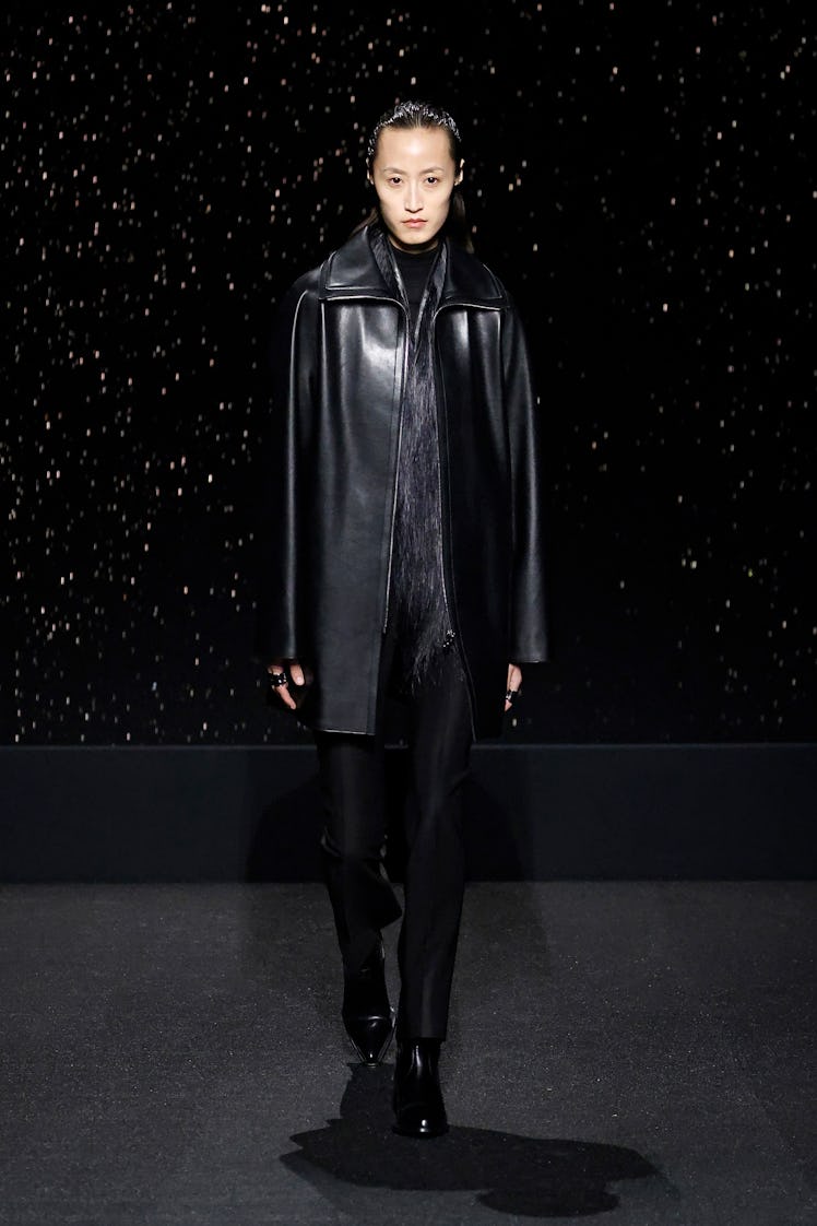 A model walks the runway during the Hermès Womenswear Fall/Winter 2024-2025 show as part of Paris Fa...