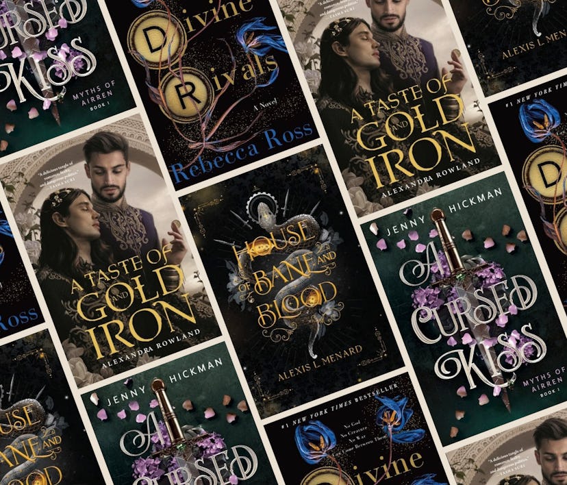 A selection of books from the romantasy, or fantasy romance, genre.