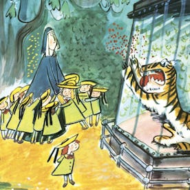 A page from the classic children's book 'Madeline' features the fearless French girl with her peers.