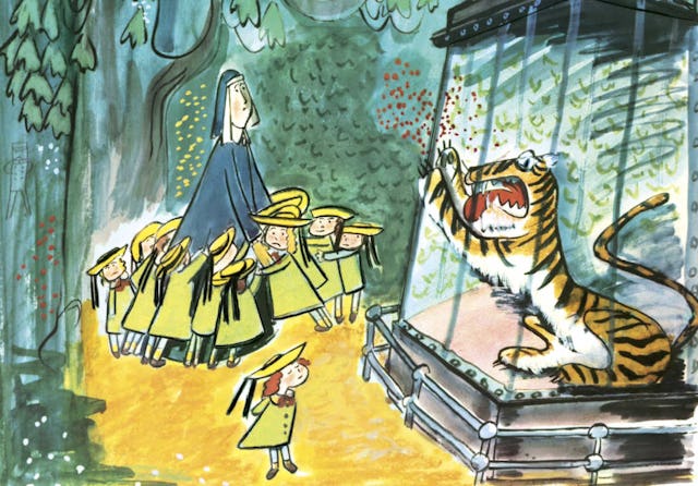 A page from the classic children's book 'Madeline' features the fearless French girl with her peers.