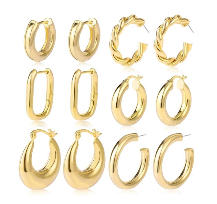17KM Chunky Hoop Earrings (6-Pair Set) 
