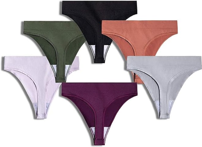 GRANKEE Breathable Seamless Thong Panties (6-Pack)