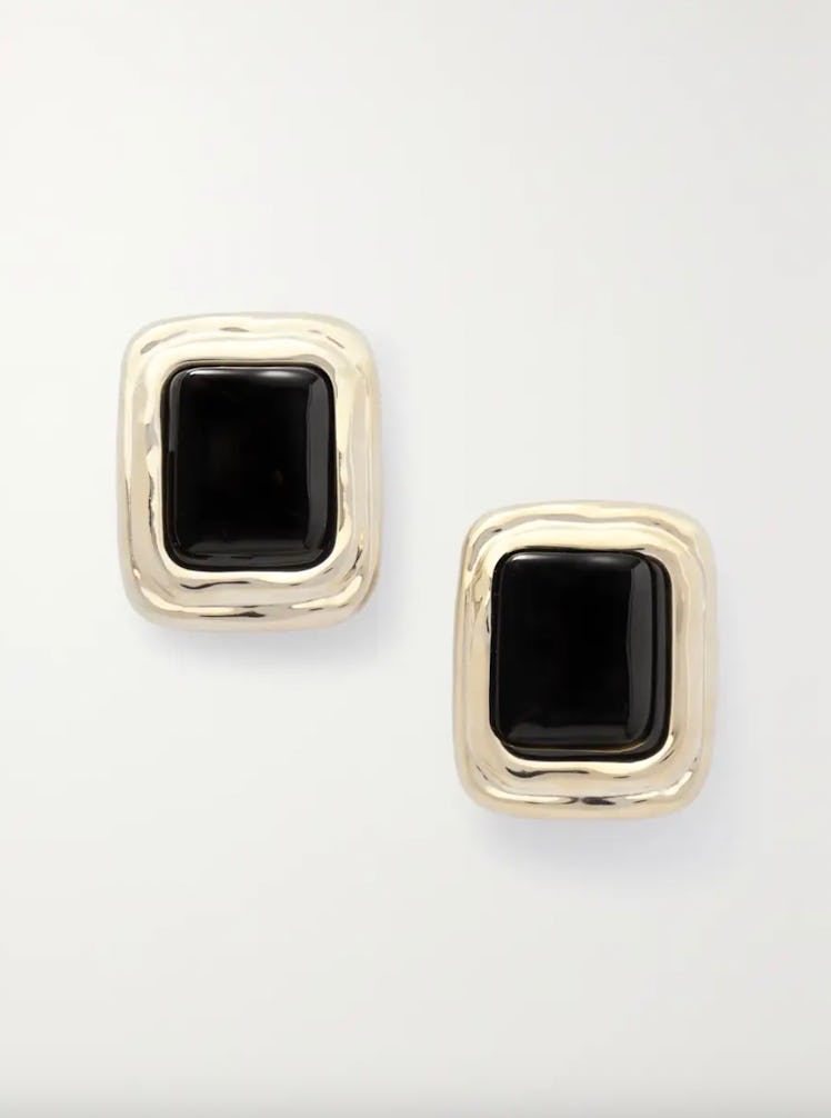 Gold-Tone Resin Clip Earrings
