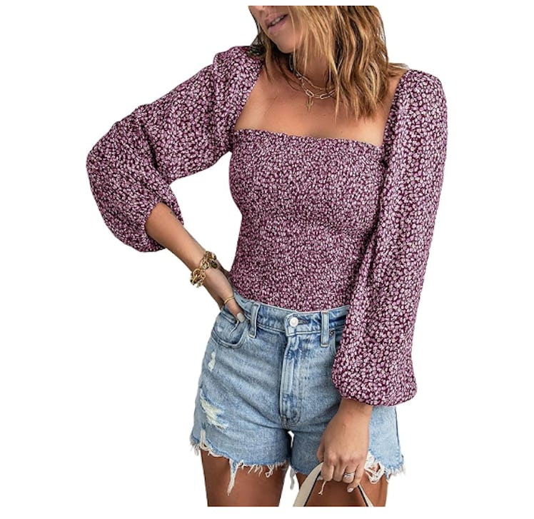 EVALESS Square Neck Puff Sleeve Blouse