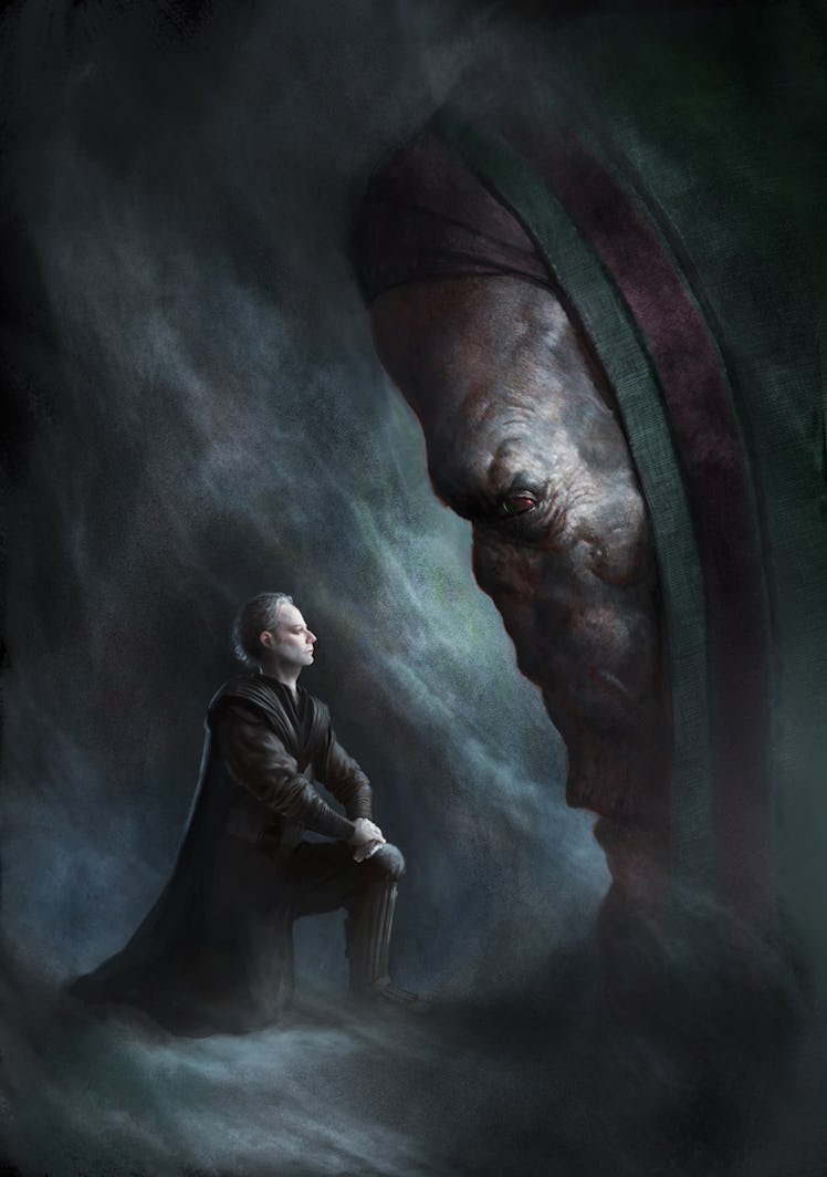Plagueis and a young Palpatine on the cover of James Luceno’s Darth Plagueis.