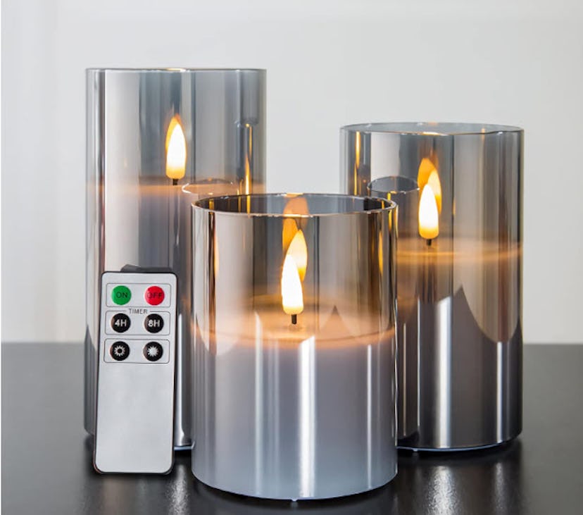 Eywamage Grey Glass Flameless Candles