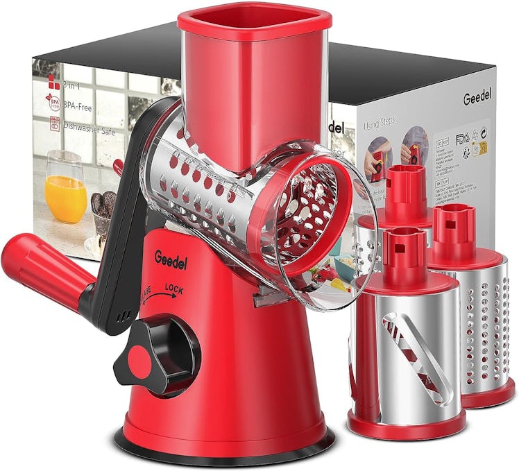 Geedel Rotary Cheese Grater with Interchangeable Blades