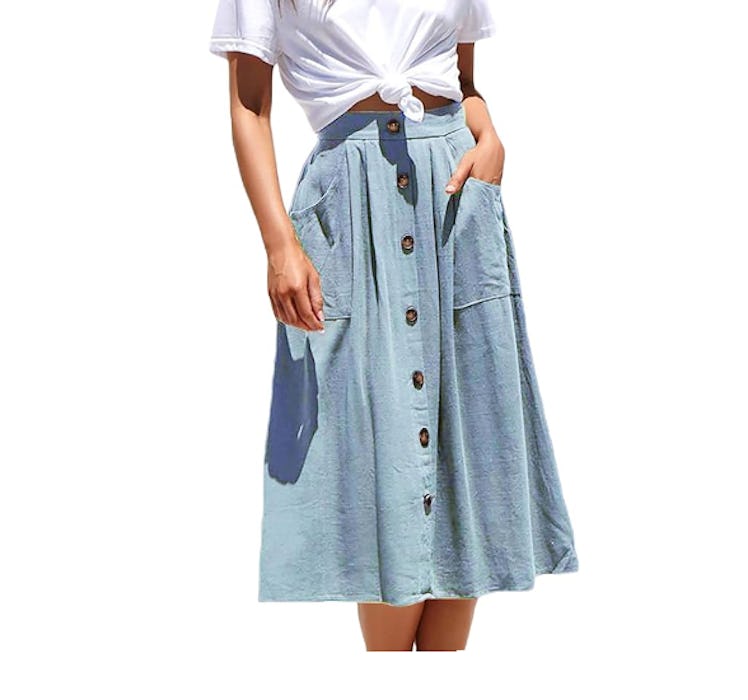 Naggoo Pleated A-Line Midi Skirt