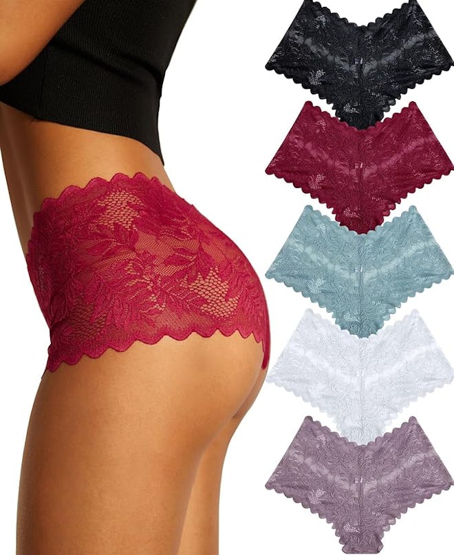 FINETOO High Waist Lace Underwear (5-Pack)
