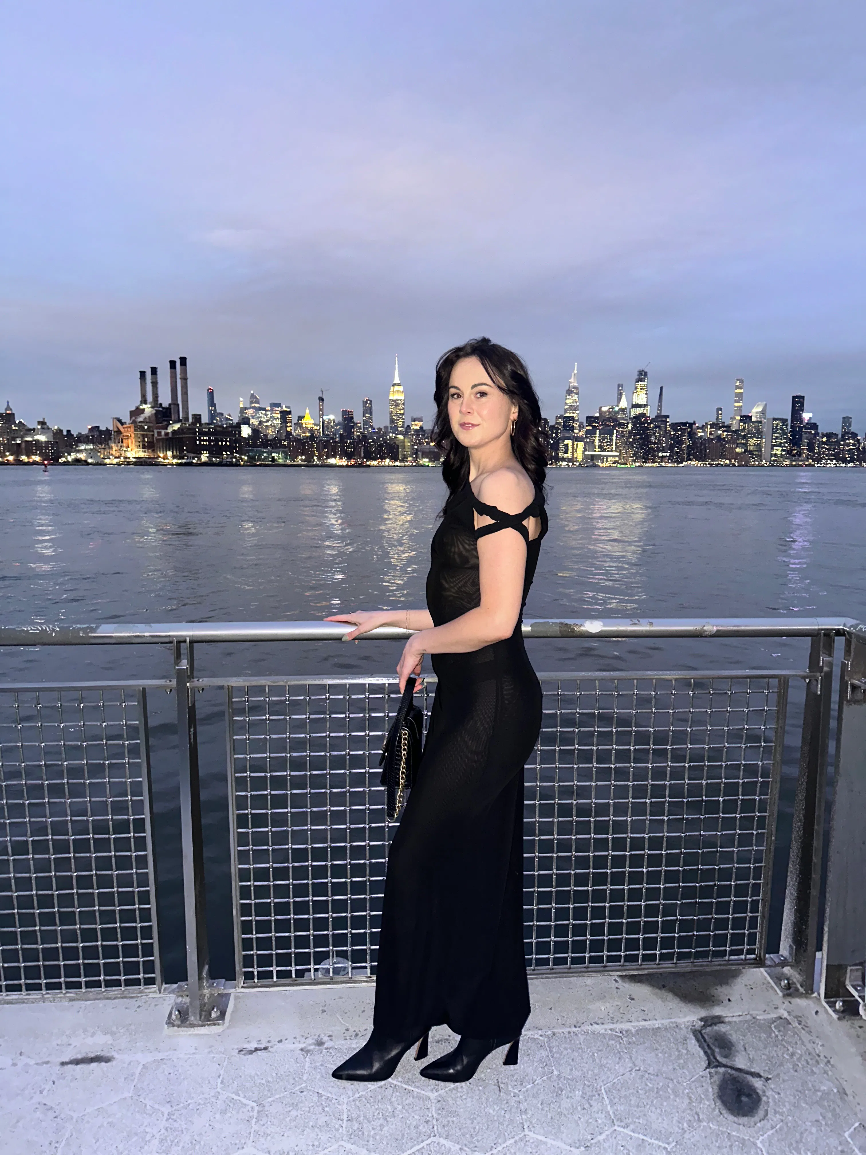 off the shoulde dress Off-the-Shoulder Long Formal Dress with Banded Sleeves Pewter / 14