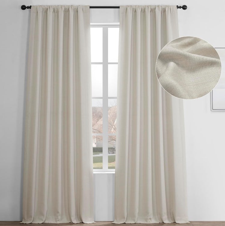 HPD Half Price Drapes Faux Linen Room Darkening Curtains