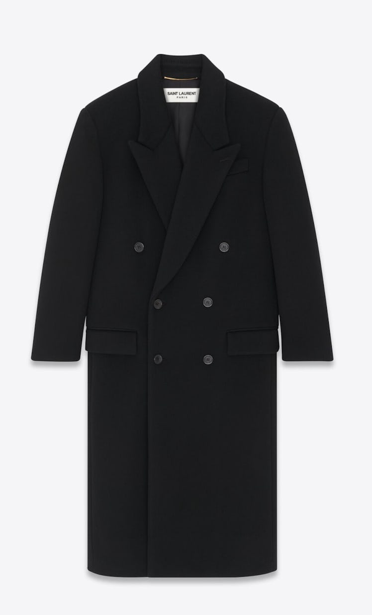black double breasted long coat