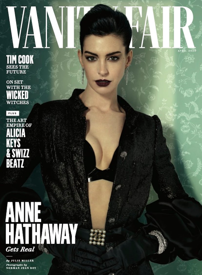 Anne Hathaway rocks a gothcore aesthetic on the cover of Vanity Fair.