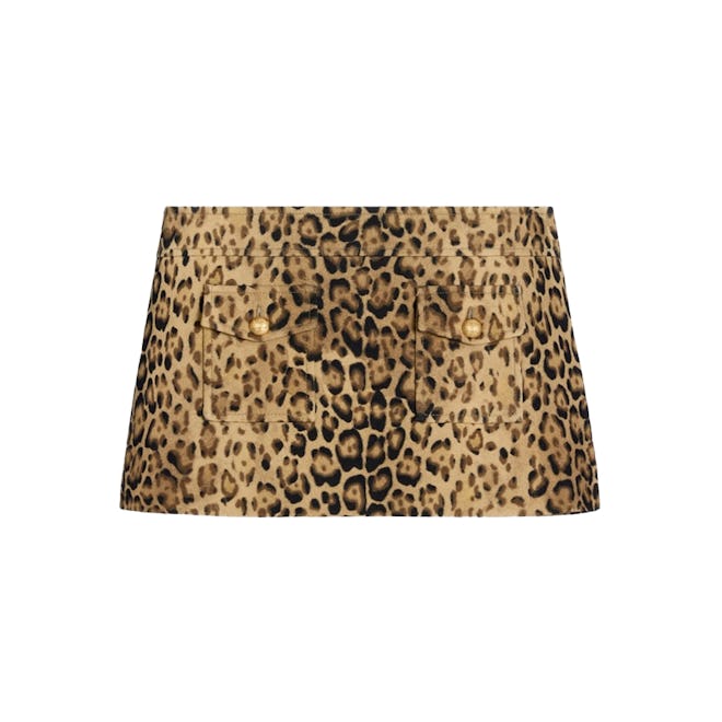 Bandeau Mini Skirt in Double Wool Leopard