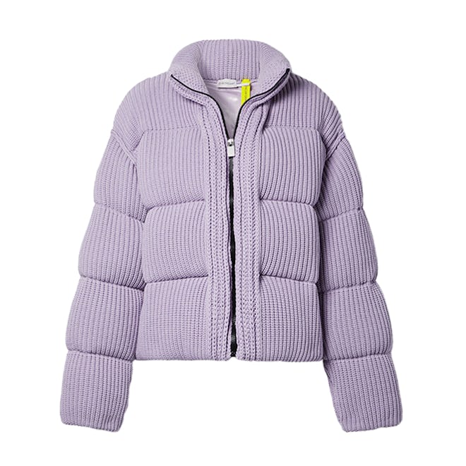 Quilted Ribbed-Knit Down Jacket