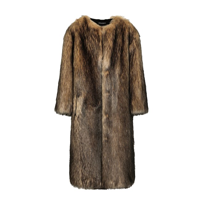 Single-Breasted Faux Fur Coat