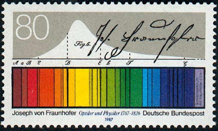 postcard showing the spectrum of light from the Sun