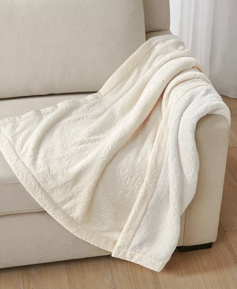 Embossed Plush Reversible Sherpa Throw, 50" x 60"