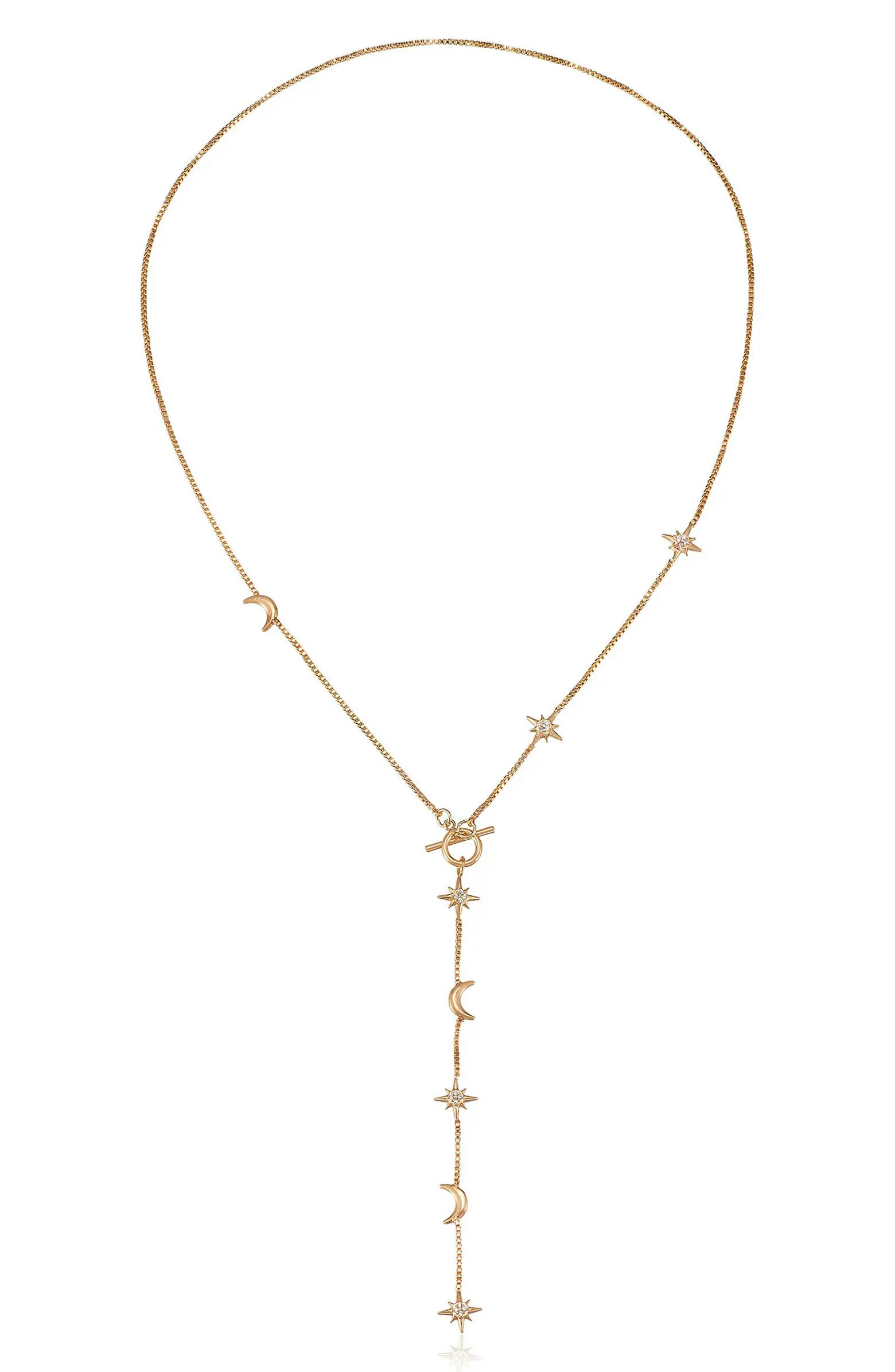 Ettika Moon Chain Lariat Necklace